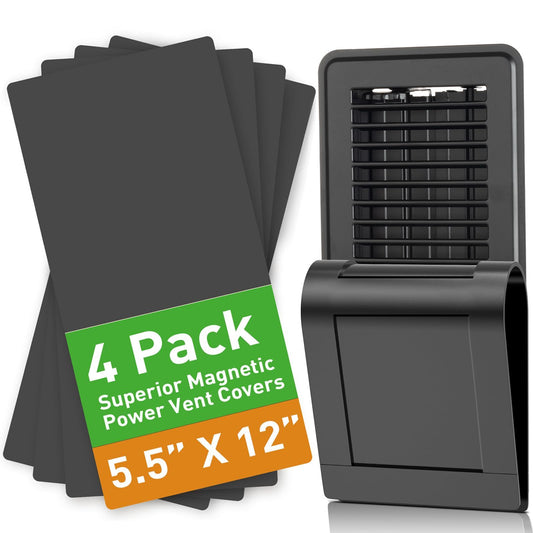 Magnetic Vent Covers (4-Pack) for Complete Sealing of Residential Standard Floor Vent Covers 5.5" X 12" for V1192-AZ-W-0143