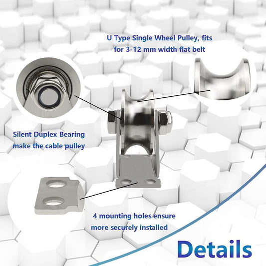 Groove Wheel Pulley Stainless Steel Pulley Block Super Silent Single Pulley Block for DIY Gym V1192-AZ-W-0147