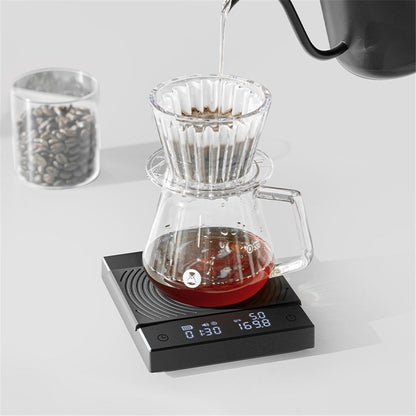 Coffee Scale Electronic Espresso Scale with Water Flow Rate and Timer Function, Free Switching of Ounce/kg V1192-AZ-W-0148