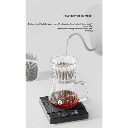 Coffee Scale Electronic Espresso Scale with Water Flow Rate and Timer Function, Free Switching of Ounce/kg V1192-AZ-W-0148