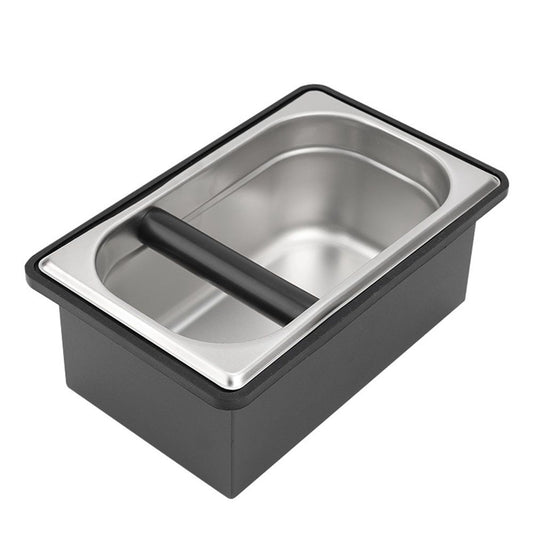 Espresso Knock Box,Stainless Steel Coffee Pucks Container, with Steel Holder and Noise Reduction Rubber Ring V1192-AZ-W-0151