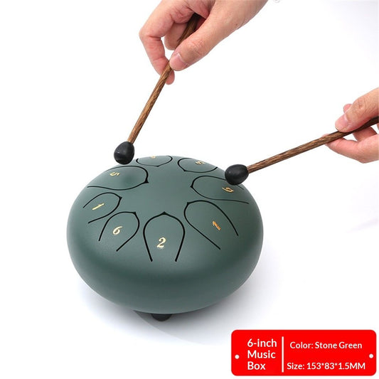 Rain Drum for Outside Garden, 6 Inches 8 Notes Steel Tongue Chakra Drums, Waterproof Meditation Rain Chime, V1192-AZ-W-0154