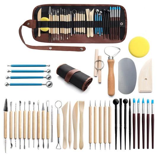 Clay Tools 40PCS Pottery Tools Clay Sculpting Tools Polymer Clay Tools Kit Ceramic Tools for DIY Handcraft V1192-AZ-W-0166