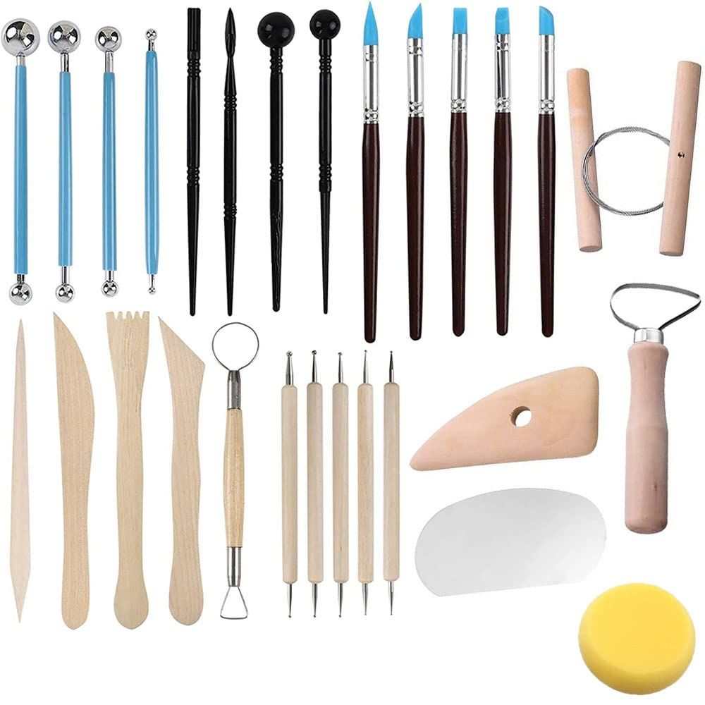 Clay Tools 40PCS Pottery Tools Clay Sculpting Tools Polymer Clay Tools Kit Ceramic Tools for DIY Handcraft V1192-AZ-W-0166