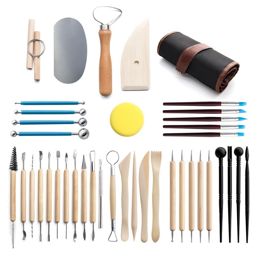 Clay Tools 40PCS Pottery Tools Clay Sculpting Tools Polymer Clay Tools Kit Ceramic Tools for DIY Handcraft V1192-AZ-W-0166
