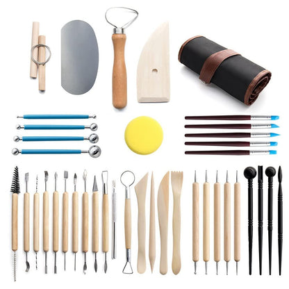 Clay Tools 40PCS Pottery Tools Clay Sculpting Tools Polymer Clay Tools Kit Ceramic Tools for DIY Handcraft V1192-AZ-W-0166