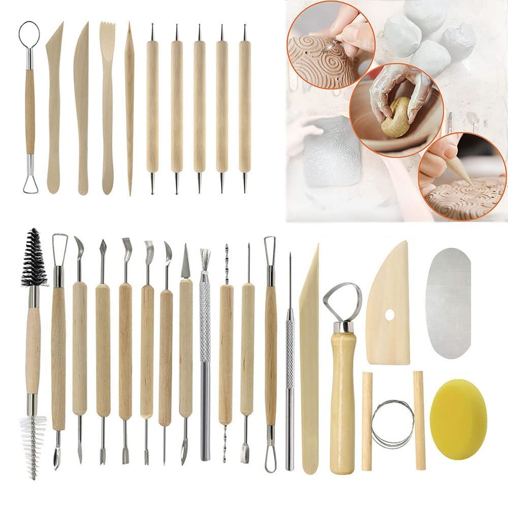 Clay Tools 40PCS Pottery Tools Clay Sculpting Tools Polymer Clay Tools Kit Ceramic Tools for DIY Handcraft V1192-AZ-W-0166