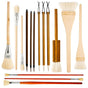 Pottery Brushes for Glazing, 15 Pcs Ceramic Brush Set With Storage Box, Wool Bamboon for Pottery, Acrylic, V1192-AZ-W-0168