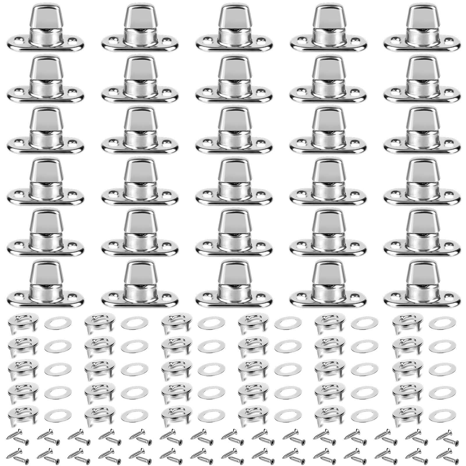 30 Piece Set Grade Twist Lock Fasteners Turn Button Eyelet and Stud, Mounting Screws for Canvas Marine V1192-AZ-W-0172