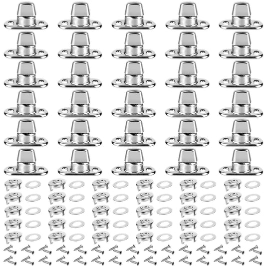 30 Piece Set Grade Twist Lock Fasteners Turn Button Eyelet and Stud, Mounting Screws for Canvas Marine V1192-AZ-W-0172