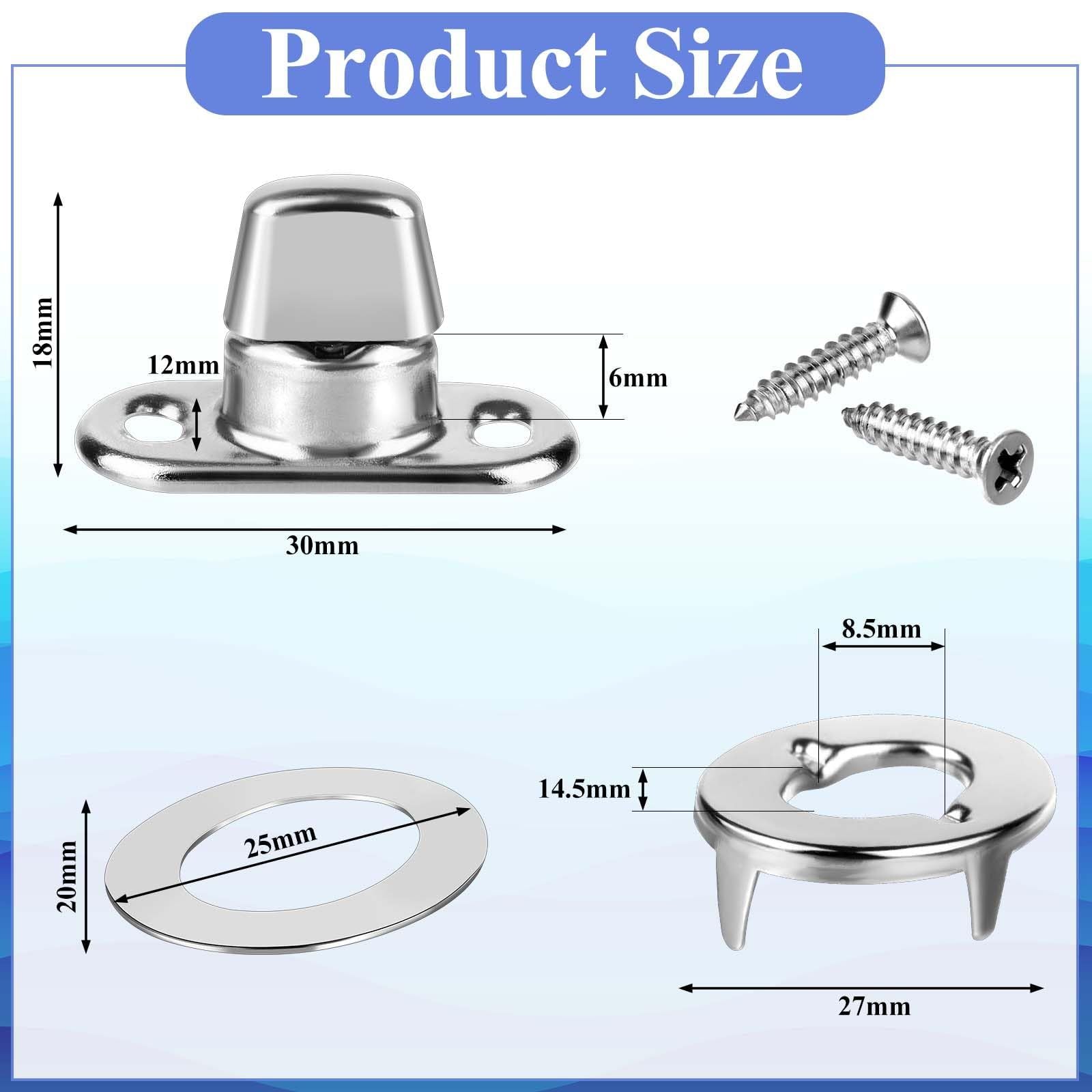 30 Piece Set Grade Twist Lock Fasteners Turn Button Eyelet and Stud, Mounting Screws for Canvas Marine V1192-AZ-W-0172