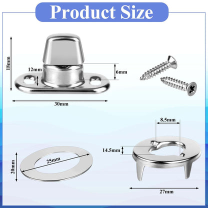 30 Piece Set Grade Twist Lock Fasteners Turn Button Eyelet and Stud, Mounting Screws for Canvas Marine V1192-AZ-W-0172