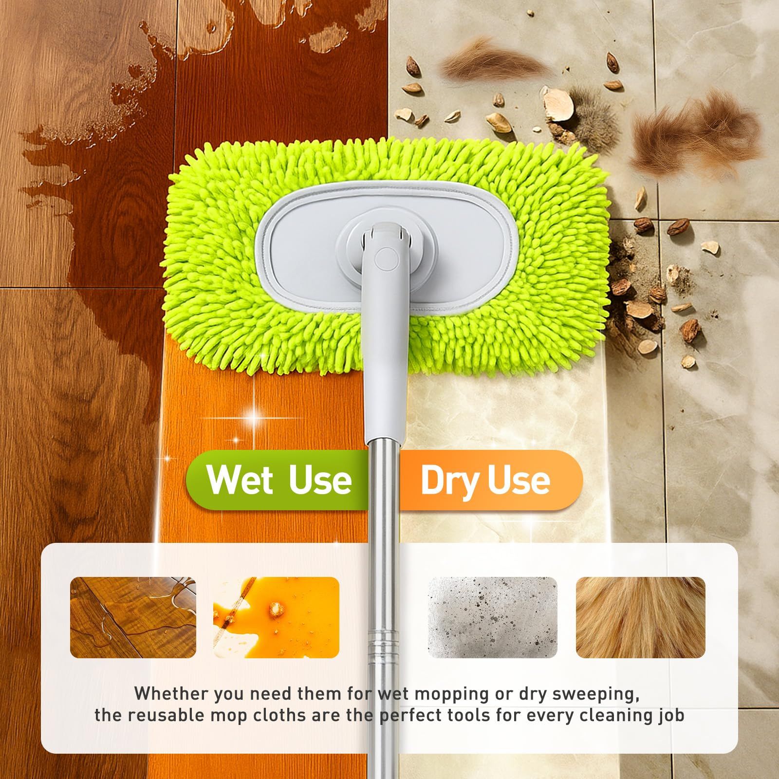 Reusable Dry Sweeping Cloths Microfiber Wet Mop Pads Compatible Mop Replacement Sweeping Mopping pad Refills V1192-AZ-W-0175