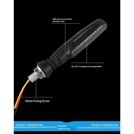 4PCS Motorcycle Indicators - Flowing Turn Signal Lights, Daytime Running and Brake Lights - 12V LED Amber V1192-AZ-W-0177