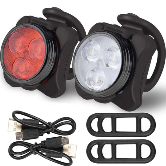 2pcs USB Rechargeable Bike Light, Waterproof Super Bike Lights for Night Riding 4 Light Mode Options Mountain V1192-AZ-W-0193