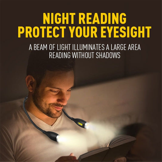 Rechargeable LED Neck Reading Light, Book Lights for Reading in Bed,3 Colors,Flexible Soft Silicone Arms V1192-AZ-W-0194