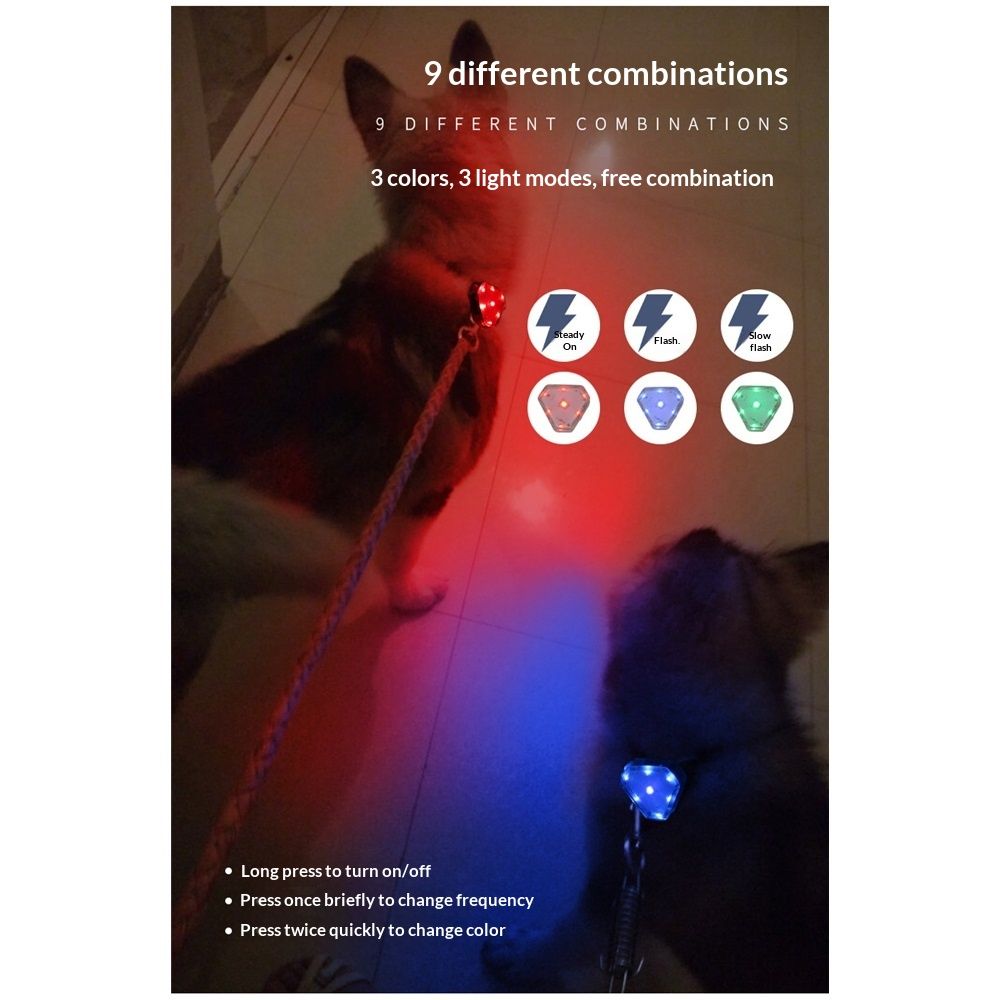 2pcs Rechargeable Collar Light - Carabiner Keychain Clip with LED Light - Clip Color-Changing Light for Dog V1192-AZ-W-0196