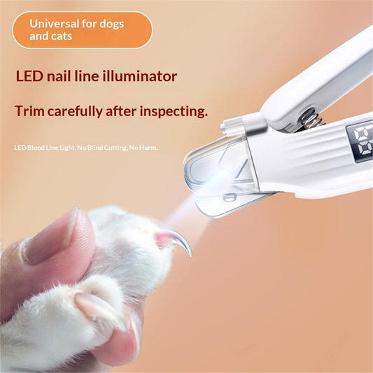 Dog Nail Trimmers & Dog Nail Grinder with 2 LED Lights, USB Rechargeable, Cat Nail Clipper with Splash Guard, V1192-AZ-W-0199
