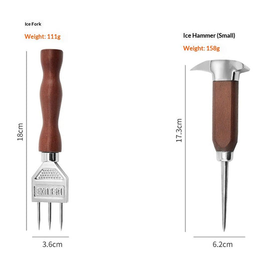Ice Pick set of 2-Stainless Steel Ice Crusher with Wood Handle, Japanese Style Ice Chipper Ideal for Bars and V1192-AZ-W-0205