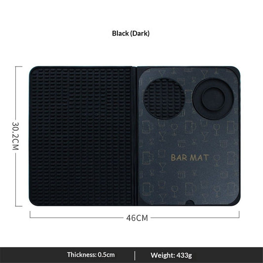 Bar Mat, Bar Accessories, Multifunctional Folding Cocktail Mat with Cutting Board, 18" X 12"(Black) Drying V1192-AZ-W-0206