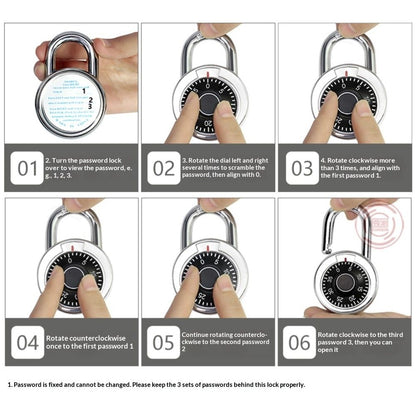 Master Lock Black Gym Locker Lock Combination Padlock, Indoor Combo Lock with Preset 3-Digit Code for V1192-AZ-W-0212