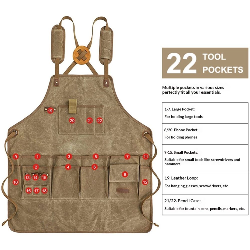 Chef Apron, Waterdrop Resistant Cotton Canvas Cross Back Adjustable Apron, 70*74.5cm(Cappuccino Brown) V1192-AZ-W-0217