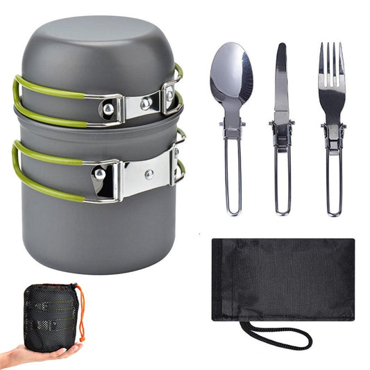 Camping Cookware Set Portable Camping Mess Kit Cooking Set Camping Cooking Set Outdoor with Stove Spoon Fork V1192-AZ-W-0218