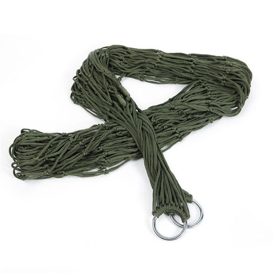 Travel Hammock,Camping Hammock, Outdoor Sport Hammock Army Green Net Mesh Nylon Sleeping Bed with Hooks for V1192-AZ-W-0220