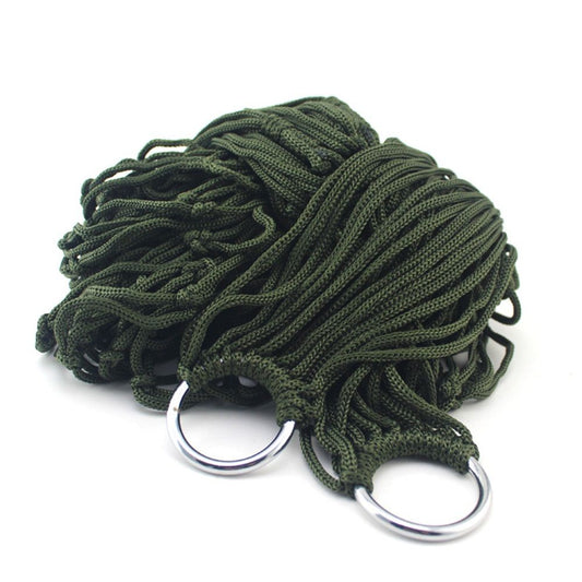 Travel Hammock,Camping Hammock, Outdoor Sport Hammock Army Green Net Mesh Nylon Sleeping Bed with Hooks for V1192-AZ-W-0220