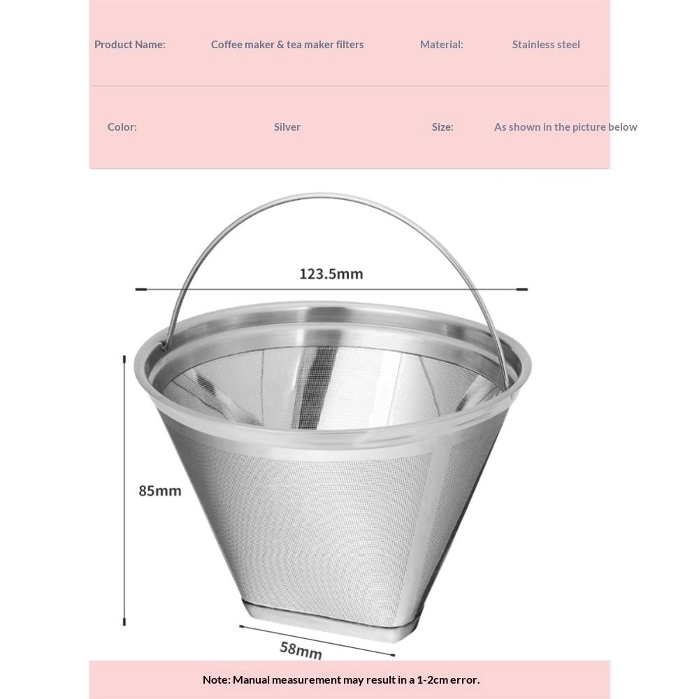 Reusable Cone Coffee Filters 304 Stainless Steel Coffee Filter, Filter Coffee Maker, 2Pcs Permanent Cone V1192-AZ-W-0222