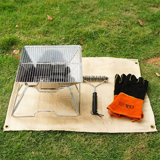 Fire Pit Mat 100*80cm Wood Stove Under Grill Mat (940 degrees F Safety) for Deck BBQ Fireproof Floor Tent V1192-AZ-W-0227