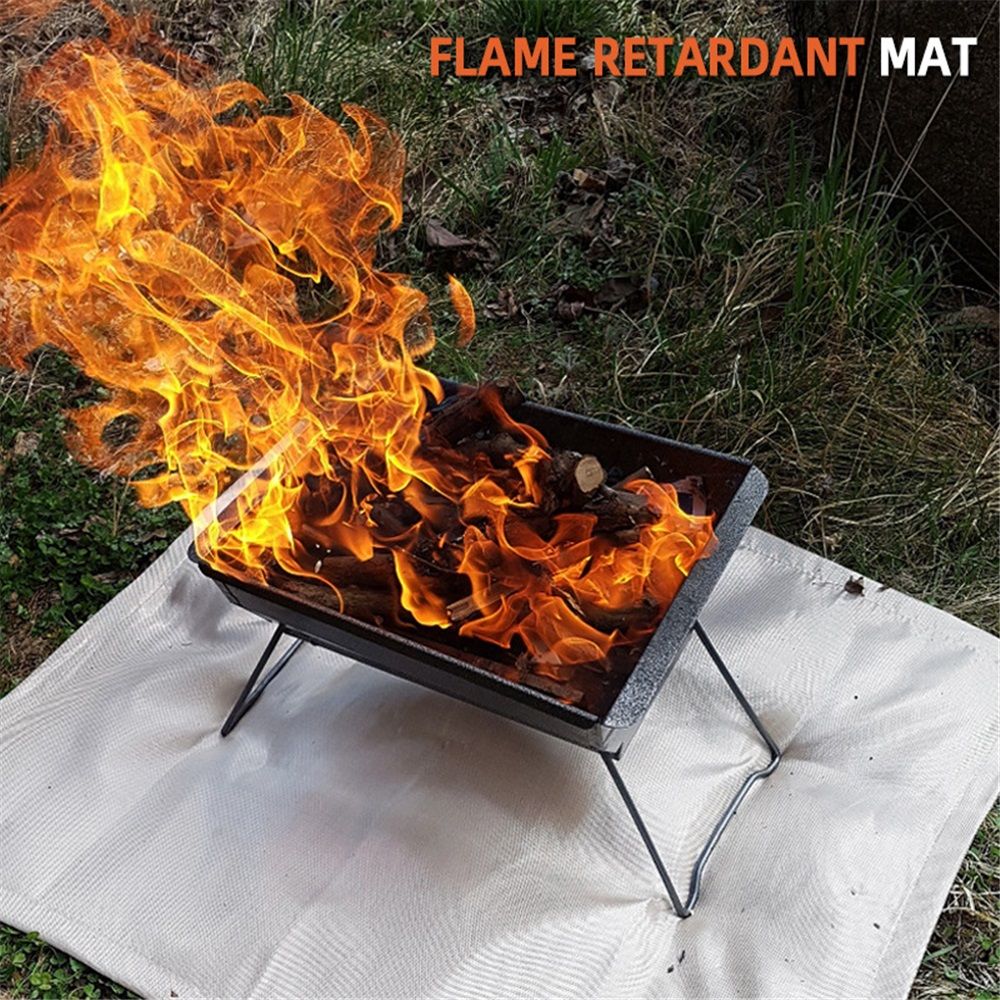 Fire Pit Mat 100*80cm Wood Stove Under Grill Mat (940 degrees F Safety) for Deck BBQ Fireproof Floor Tent V1192-AZ-W-0227