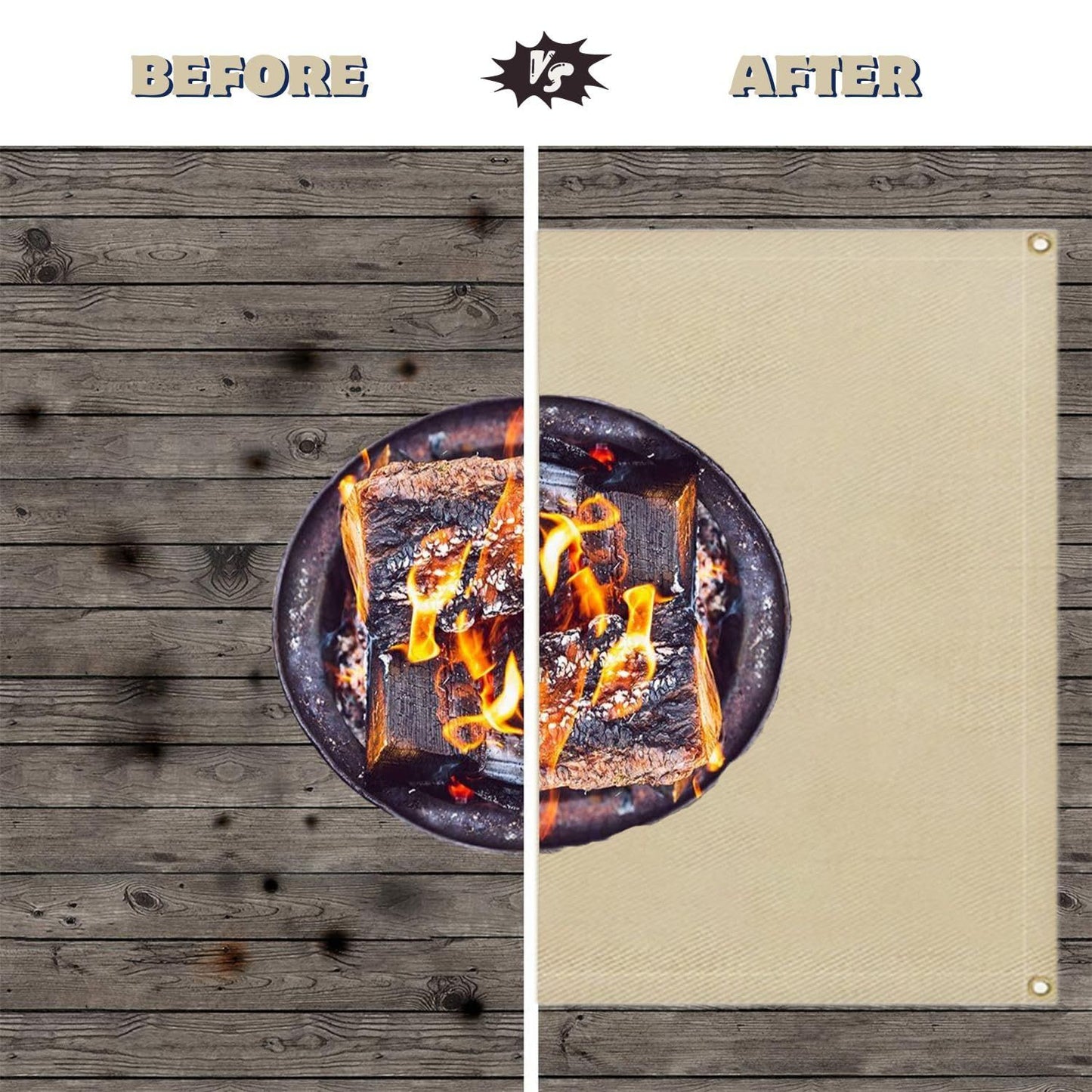 Fire Pit Mat 100*80cm Wood Stove Under Grill Mat (940 degrees F Safety) for Deck BBQ Fireproof Floor Tent V1192-AZ-W-0227