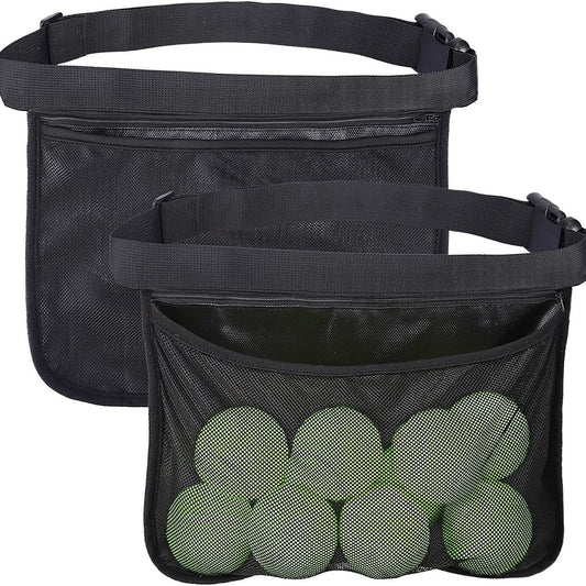 2 pack Tennis Ball Holder, Holder Bag for Women, Men & Teens, Ball Pouch, Mesh Waist Hip Bag Carrier, Easy V1192-AZ-W-0239