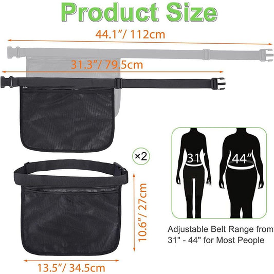 2 pack Tennis Ball Holder, Holder Bag for Women, Men & Teens, Ball Pouch, Mesh Waist Hip Bag Carrier, Easy V1192-AZ-W-0239