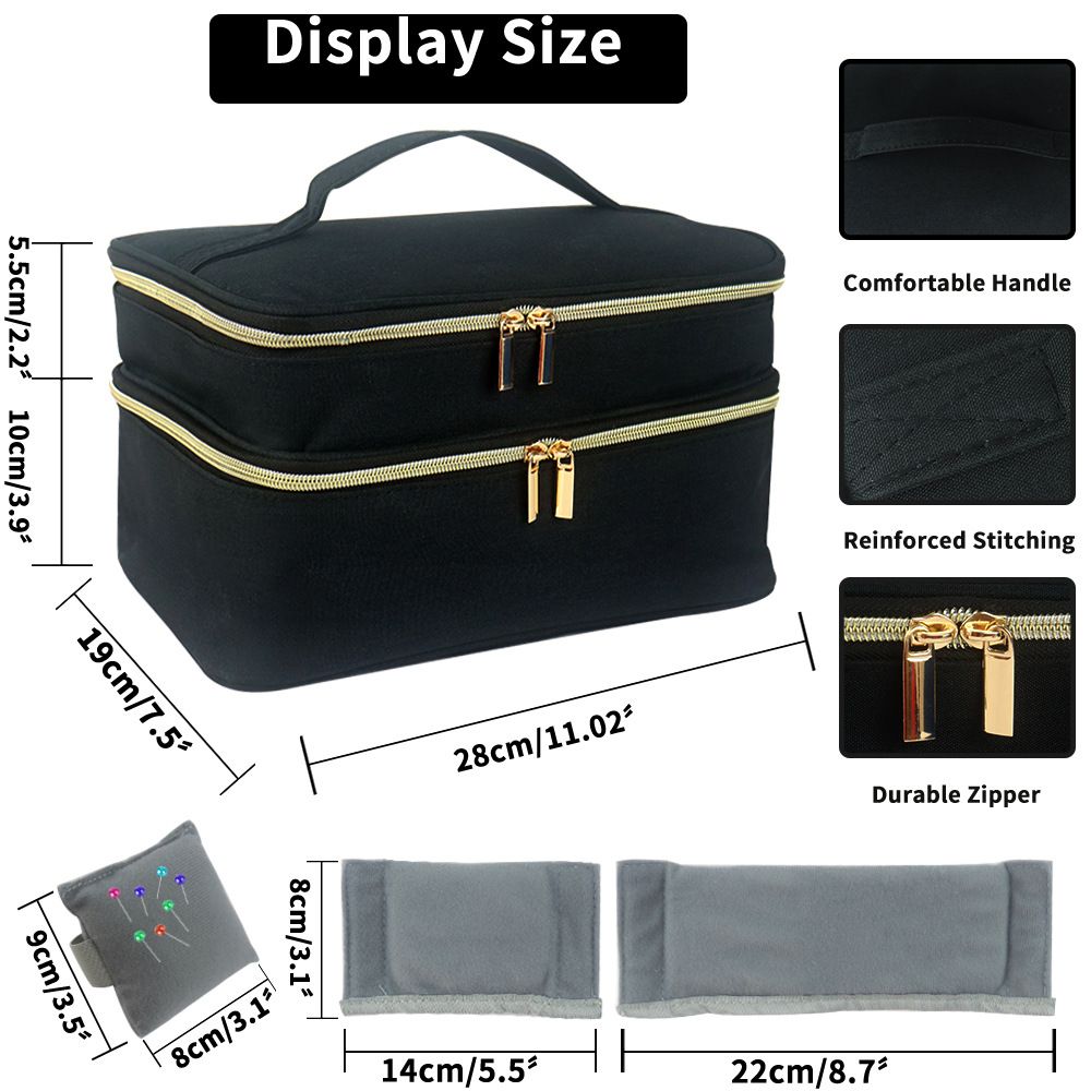 Double-Layer Sewing Bag Accessories Organizer, Large Sewing Supplies Storage for Tools Kit, Thread, Needles, V1192-AZ-W-0243