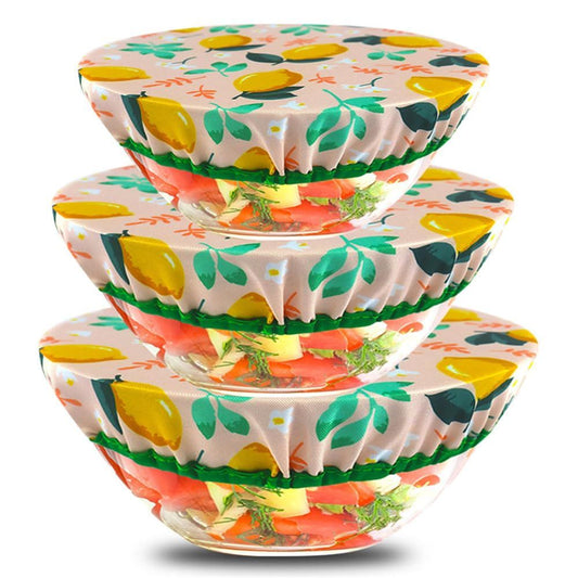 Reusable Cloth Bowl Cover Collection Machine Washable, with Elastic Stretch for Food Storage, V1192-AZ-W-0244