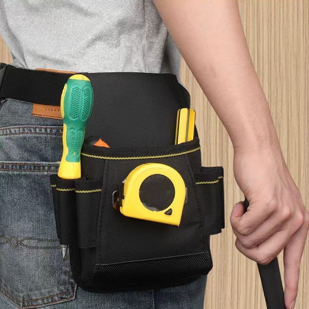 Tool Belt Pouch,with Adjustable Belt, Multiple Storage for Technician for Electrician Tools (Black,noiy bag) V1192-AZ-W-0245
