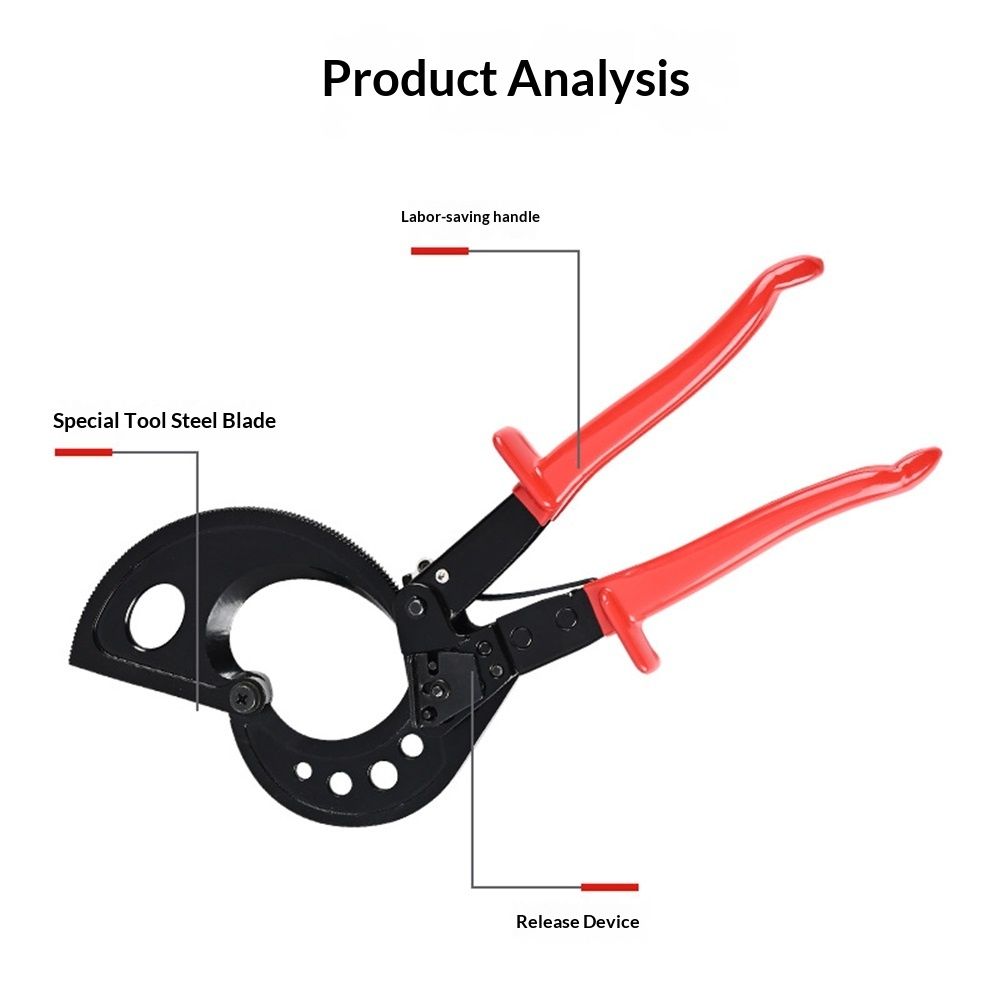 Cable Cutter and Ratchet Wire Cutter - Cuts Through Aluminum and Multi-Core Cables up to 240mm2 with V1192-AZ-W-0255
