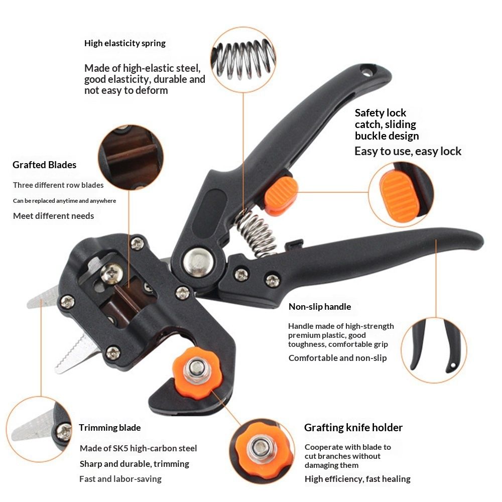 Grafting Tool Kit, Garden Pruner Tools with Replacement Blades, Plant Branch Vine Fruit Tree Cutting Tool V1192-AZ-W-0257