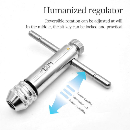 Adjustable Ratchet Tap Wrench T-Handle, M3-M8 Capacity, Tap Reamer Tapping Ratcheting Wrench,90mm Body Length V1192-AZ-W-0259