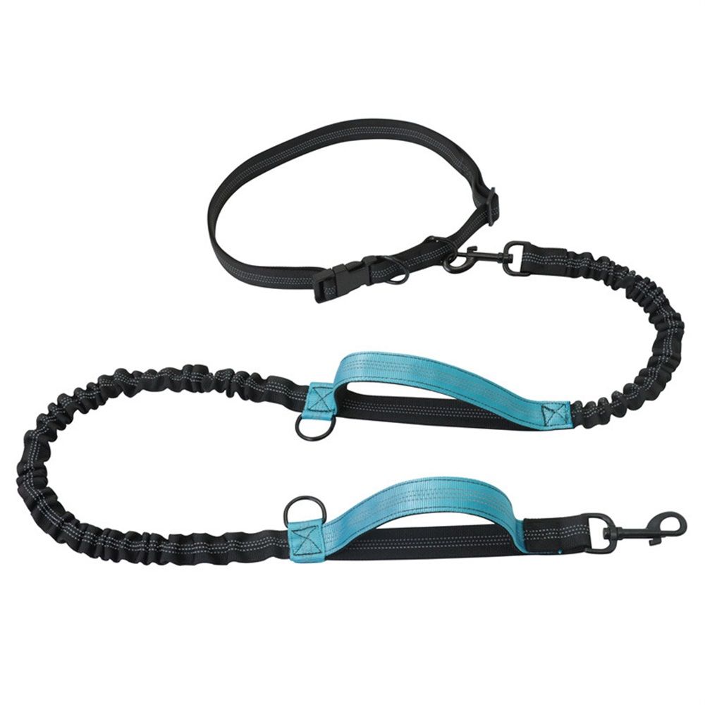 Hands Free Waist Leash for Dog Running Training and Jogging, Adjustable Belt with Double Handle, Reflective V1192-AZ-W-0262