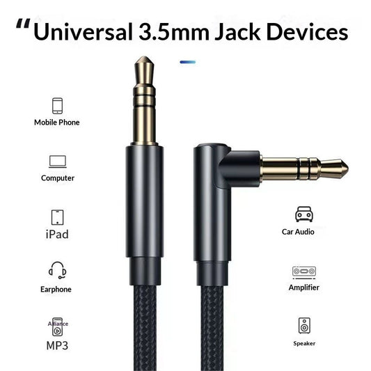 Instrument Cable 10 feet 2-Pack, Straight-to-Right Angle 3.5mm Male Stereo Audio Cord, Balanced Interconnect V1192-AZ-W-0271