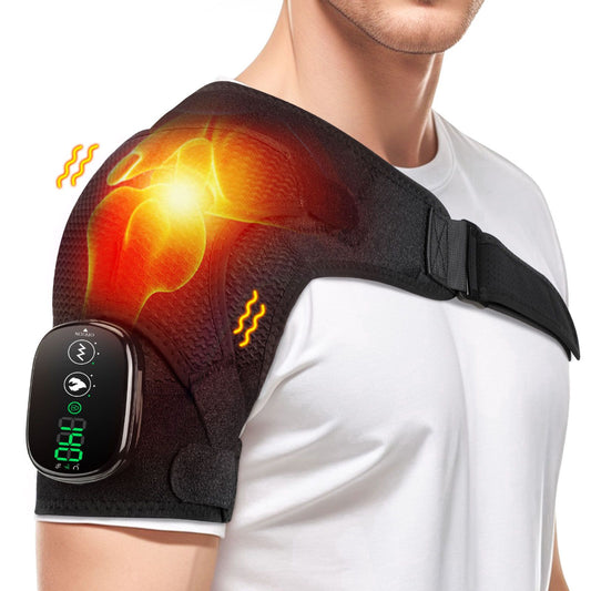 Cordless Heated Shoulder Massager Wrap, Portable Shoulder Brace Heating Pad with 3 Heat for Pain Cuff Frozen V1192-AZ-W-0282