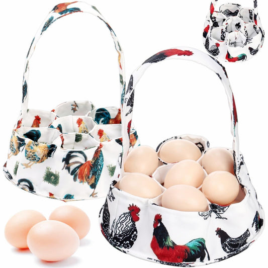 2 egg collection bags, 7 mini canvas egg collection baskets, egg collection for chickens, hens, ducks, geese, V1192-AZ-W-0291