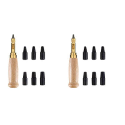 2pcs Adjustable Screw Hole Punch Auto Leather Tool Bookbinding Drill Tool,Paper Punch,Craft Punches, 6 Tips V1192-AZ-W-0292