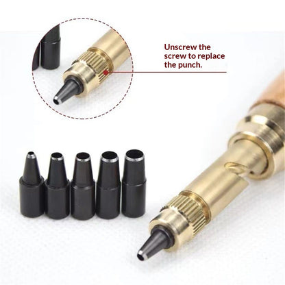 2pcs Adjustable Screw Hole Punch Auto Leather Tool Bookbinding Drill Tool,Paper Punch,Craft Punches, 6 Tips V1192-AZ-W-0292