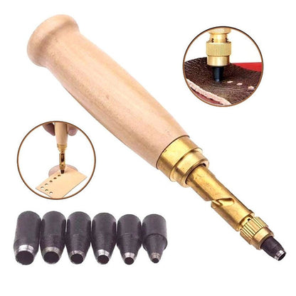 2pcs Adjustable Screw Hole Punch Auto Leather Tool Bookbinding Drill Tool,Paper Punch,Craft Punches, 6 Tips V1192-AZ-W-0292