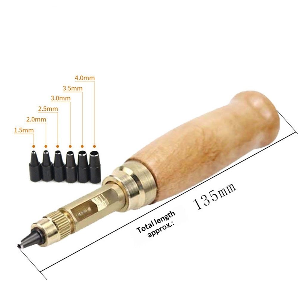 2pcs Adjustable Screw Hole Punch Auto Leather Tool Bookbinding Drill Tool,Paper Punch,Craft Punches, 6 Tips V1192-AZ-W-0292