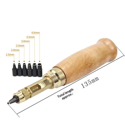 2pcs Adjustable Screw Hole Punch Auto Leather Tool Bookbinding Drill Tool,Paper Punch,Craft Punches, 6 Tips V1192-AZ-W-0292